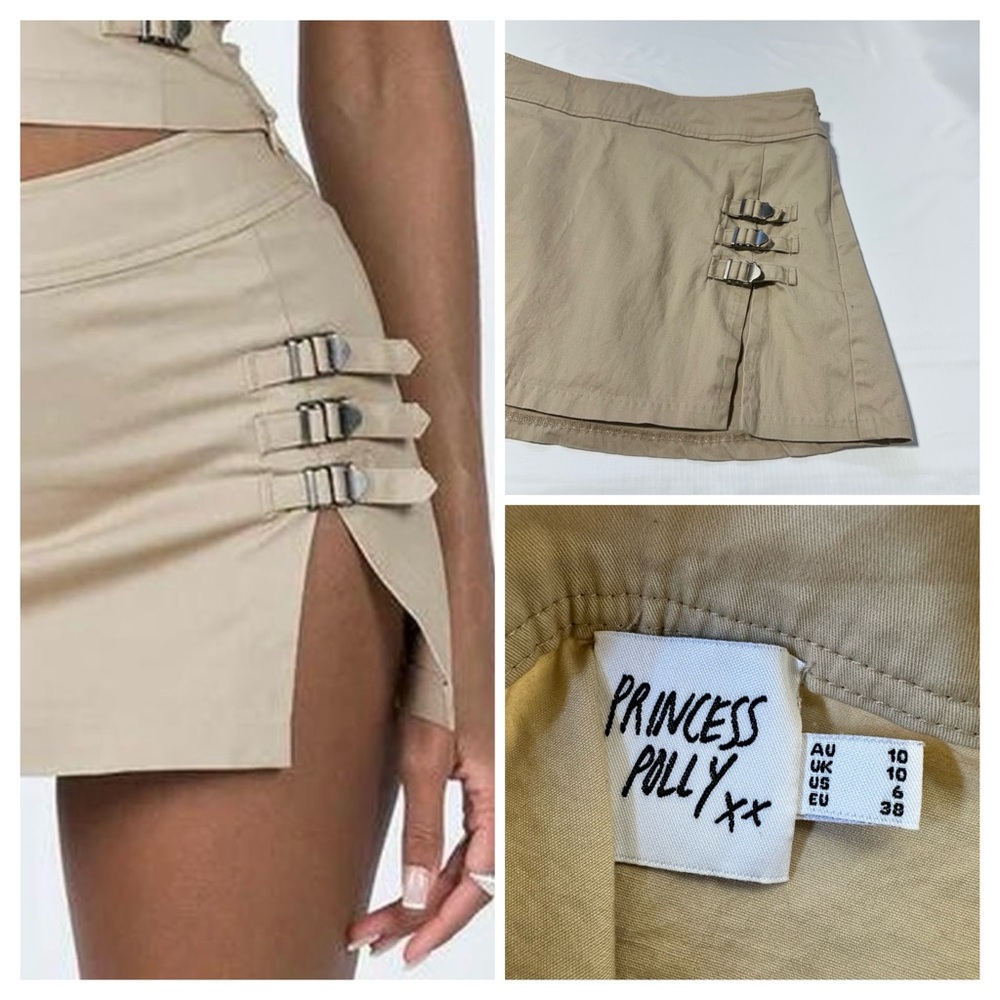 Princess Polly Beige Mini Skirt with Buckle Detail